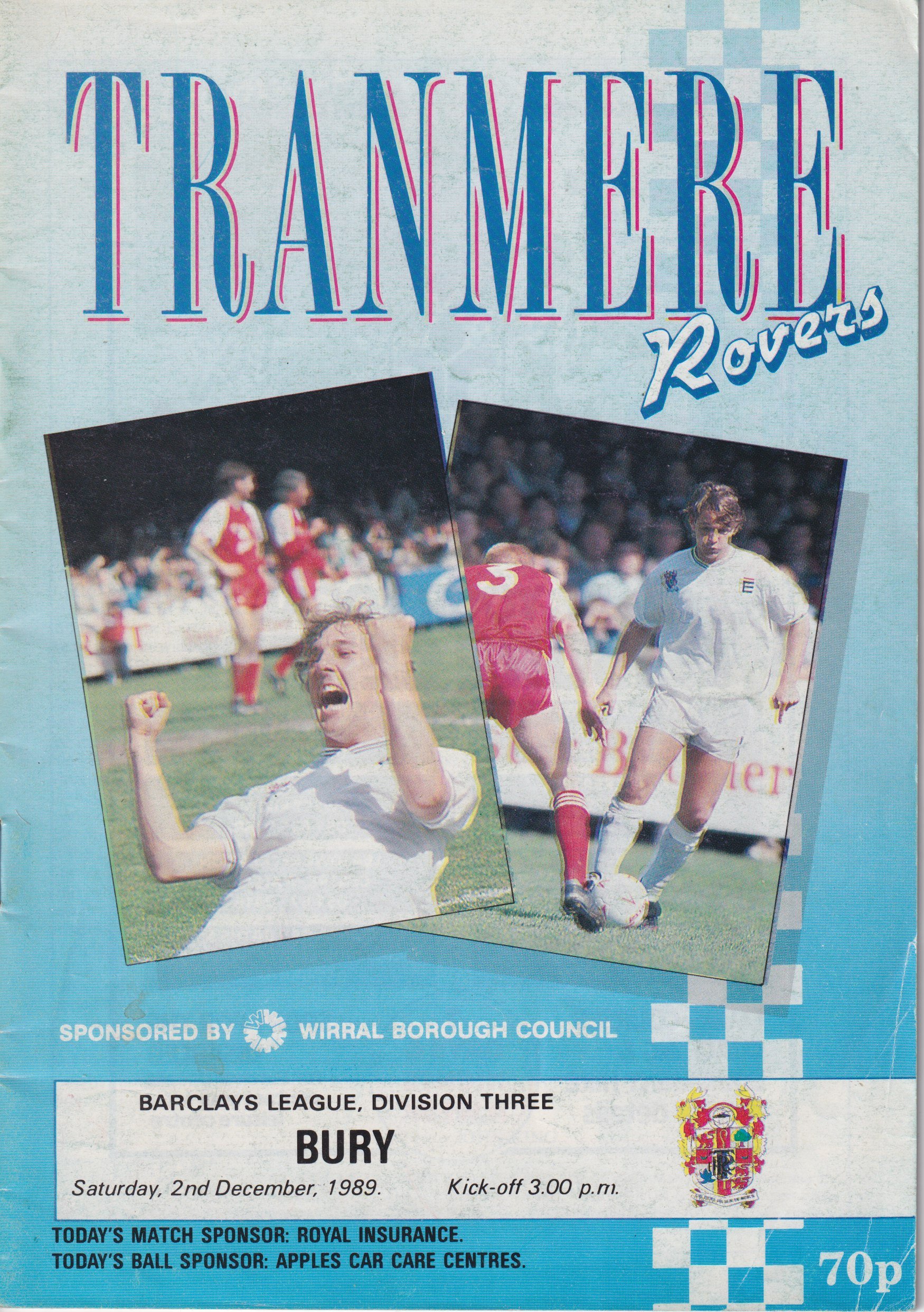 Tranmere Rovers v Bury match programme